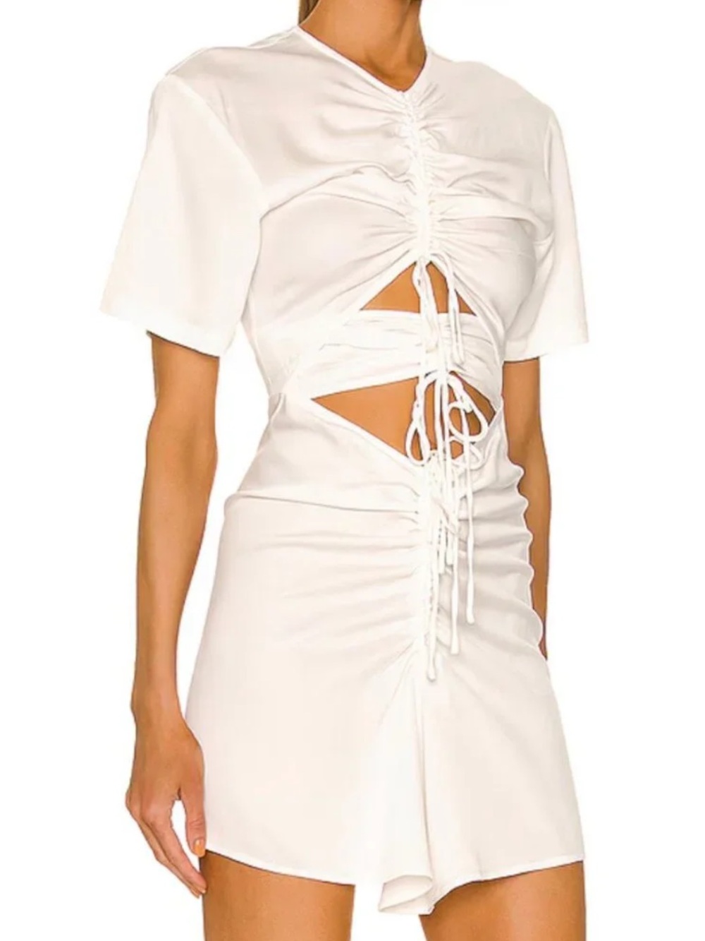 Christopher Esber White Ruched Tie-Front Women’s mini dress size XS aus 4
